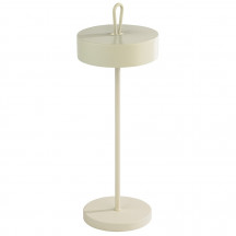 Lampa stolová CLEO, Ø 12 cm, výška: 30,5 cm, nabíjacia stanica, USB nabíjací kábal, dialkové ovládanie s batériou, kov, farba biela