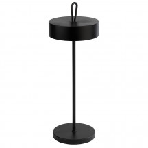 Lampa stolová CLEO, Ø 12 cm, výška: 30,5 cm, nabíjacia stanica, USB nabíjací kábal, dialkové ovládanie s batériou, kov, farba čierna