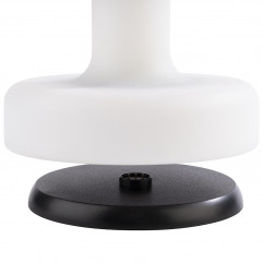 Lampa stolová FINN, Ø 13 cm, výška: 25 cm, nabíjacia stanica, USB nabíjací kábal, dialkové ovládanie s batériou, kov, farba biela