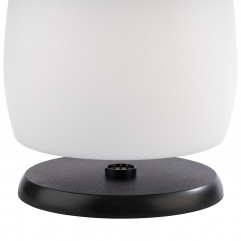 Lampa stolová NIELS, Ø 11,5 cm, výška: 16 cm, nabíjacia stanica, USB nabíjací kábal, dialkové ovládanie s batériou, kov, farba biela