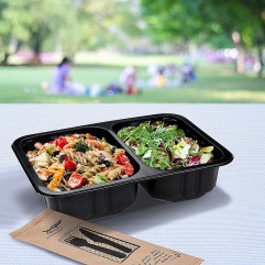 Menu misa (PP) 2dielna čierna 227 x 178 x 50 mm 1300ml [320 ks]