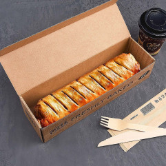 Krabica na pizzu (mikrovlnitá lepenka) Roll-up kraft s potlačou 28 x 8 x 7 cm [100 ks]
