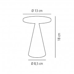 Lampa stolová CONE, Ø 18 cm, výška: 11,5 cm, nabíjacia stanica, USB nabíjací kábal, dialkové ovládanie s batériou, kov, farba biela