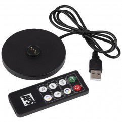 Lampa stolová JOSEF MINI, Ø 8 cm, výška: 20,5 cm, nabíjacia stanica, USB nabíjací kábal, dialkové ovládanie s batériou, kov, farba tmavý kov