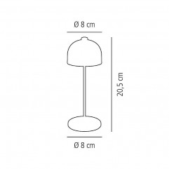 Lampa stolová JOSEF MINI, Ø 8 cm, výška: 20,5 cm, nabíjacia stanica, USB nabíjací kábal, dialkové ovládanie s batériou, kov, farba tmavý kov