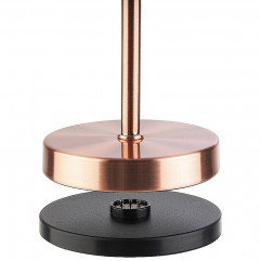 Lampa stolová MERLE MICRO, Ø 8 cm, výška: 20 cm, nabíjacia stanica, USB nabíjací kábal, dialkové ovládanie s batériou, kov, farba mede