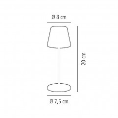 Lampa stolová MERLE MICRO, Ø 8 cm, výška: 20 cm, nabíjacia stanica, USB nabíjací kábal, dialkové ovládanie s batériou, kov, farba mede