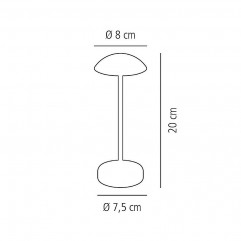 Lampa stolová ALVA, Ø 8 cm, výška: 20 cm, nabíjacia stanica, USB nabíjací kábal, dialkové ovládanie s batériou, kov, farba mede