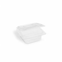 Miska (rPET) s viečkom hranatá priehľadná 250ml [50 ks]