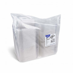 Miska (rPET) s viečkom hranatá priehľadná 750ml [50 ks]