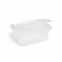 Miska (rPET) s viečkom hranatá priehľadná 1000ml [50 ks]
