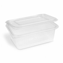 Miska (rPET) s viečkom hranatá priehľadná 2000ml [50 ks]