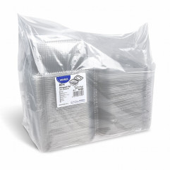 Miska (rPET) s viečkom hranatá priehľadná 2000ml [50 ks]