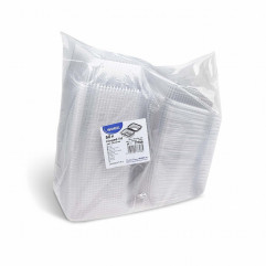 Miska (rPET) s viečkom hranatá priehľadná 750 + 400 ml [50 ks]