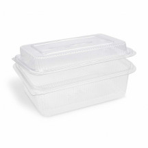 Miska (rPET) s viečkom hranatá priehľadná 1500 + 450 ml [50 ks]