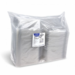 Miska (rPET) s viečkom hranatá priehľadná 1500 + 450 ml [50 ks]