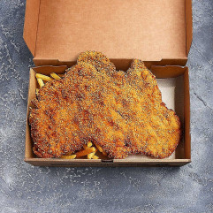 Schnitzel box (mikrovlnitá lepenka) kraft s potlačou 280 x 170 x 60 mm [100 ks]