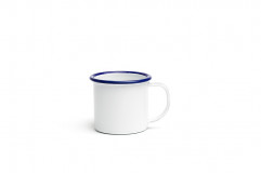 Hrnček 7 x 7 cm/0,25 lt, smaltované železo, farba bielo modrá