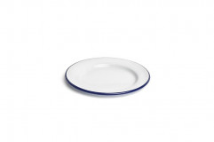 Tanier Mini plytký priemer 20 cm, výška: 1,5 cm smaltovaný oceľový plech bielo modrý