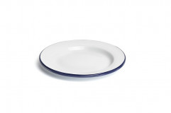 Tanier Mini plytký priemer 26 cm, výška: 2 cm smaltovaný oceľový plech bielo modrý