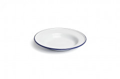 Tanier hlboký Mini priemer 22 cm, výška: 3,5 cm smaltovaný oceľový plech bielo modrý